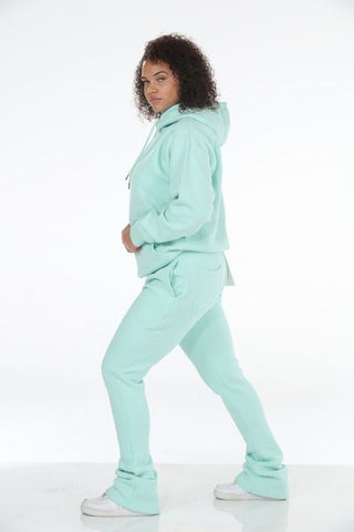 MInt Nantucket Knit Stacked Flare Sweatsuit
