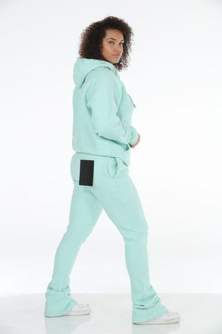 MInt Nantucket Knit Stacked Flare Sweatsuit