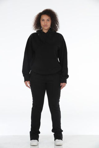 Black Stacked Flare Sweatsuit
