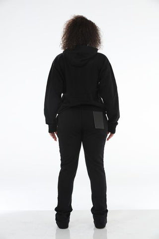 Black Stacked Flare Sweatsuit