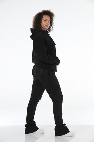 Black Stacked Flare Sweatsuit