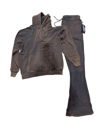 Acid brown flare bottom jogger suit